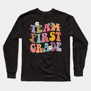 Team First Grade Groovy Back to School Gifts Teacher Student Long Sleeve T-Shirt